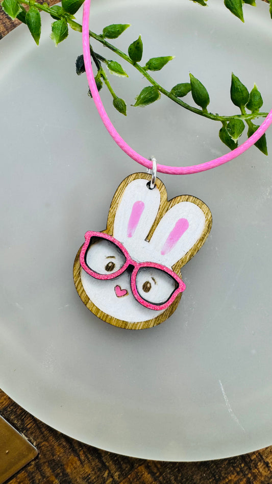 SomeBunny Loves You - Bunny with Glasses Necklace