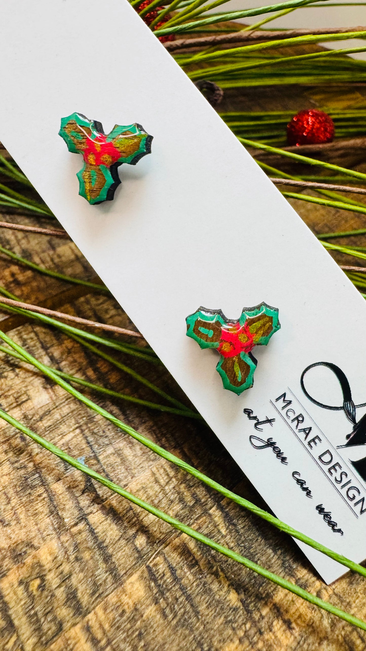 Tis the Season - Holly studs