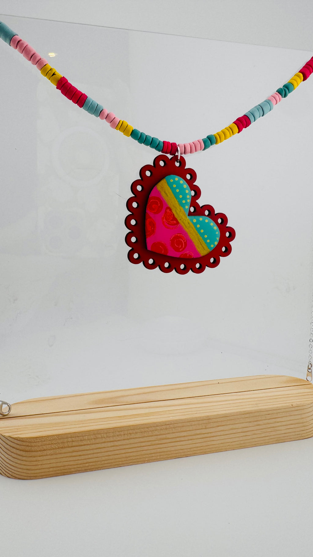 Painted Valentine Collection - Scalloped Heart necklace