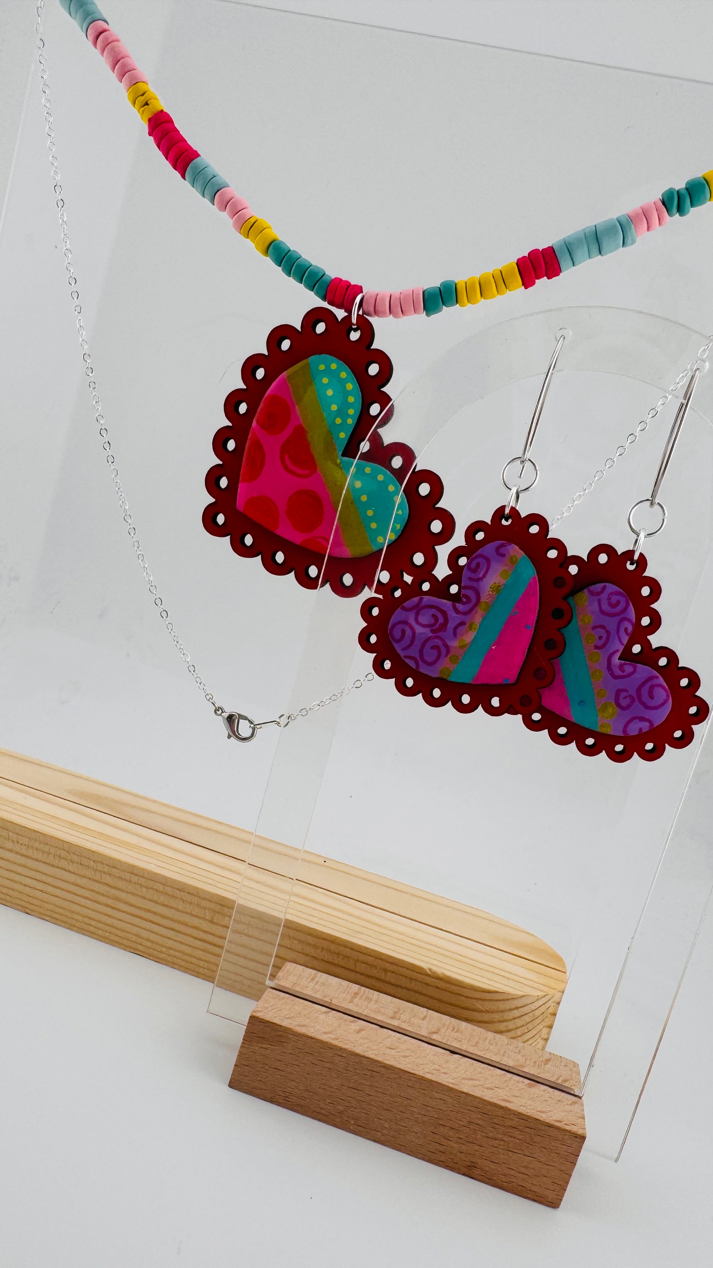 Painted Valentine Collection - Scalloped Heart necklace