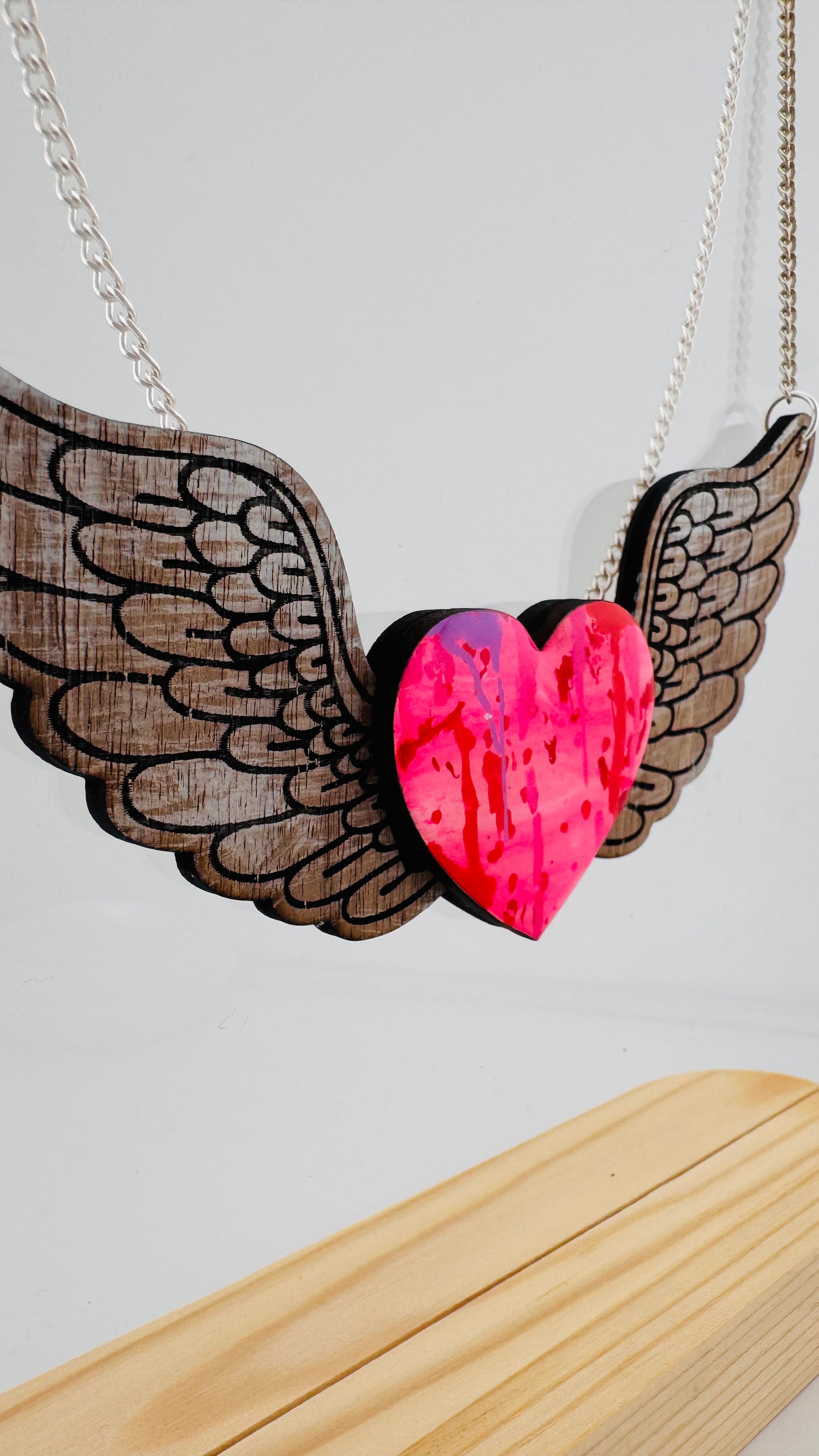 Painted Valentine Collection - Heart with Wings Necklace