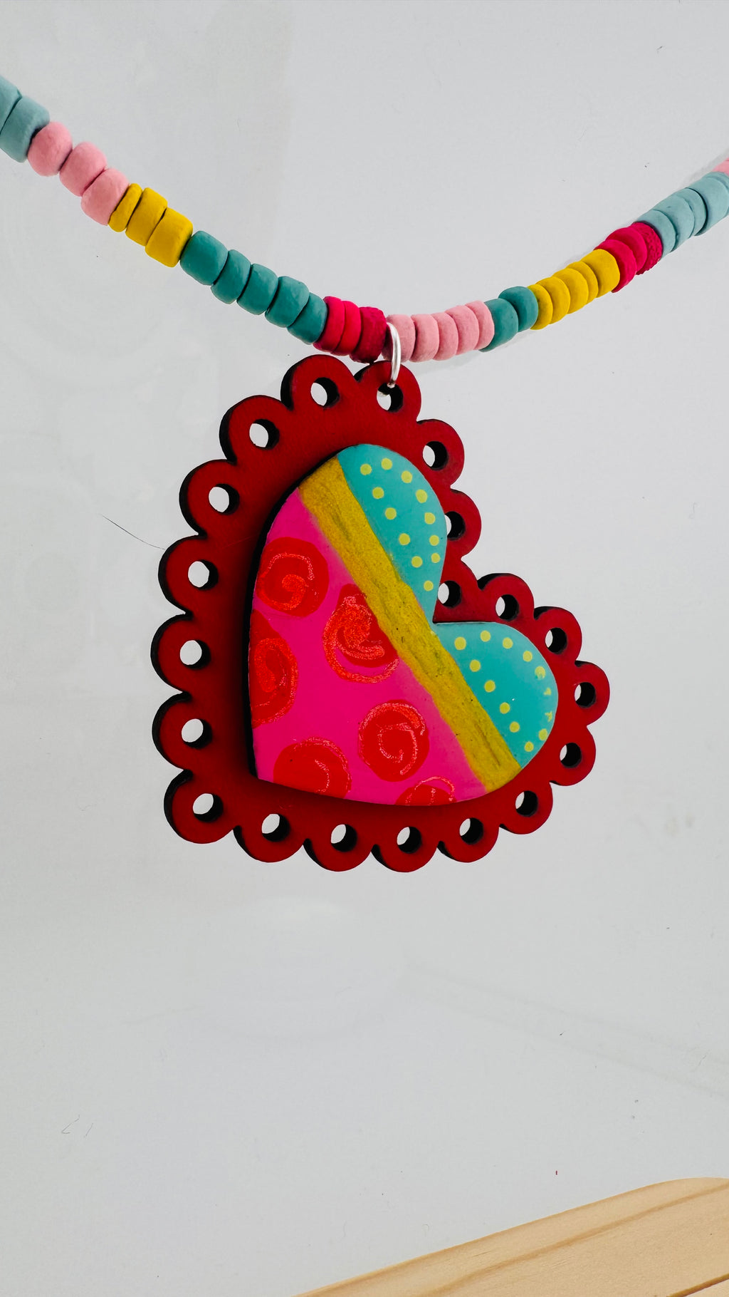 Painted Valentine Collection - Scalloped Heart necklace