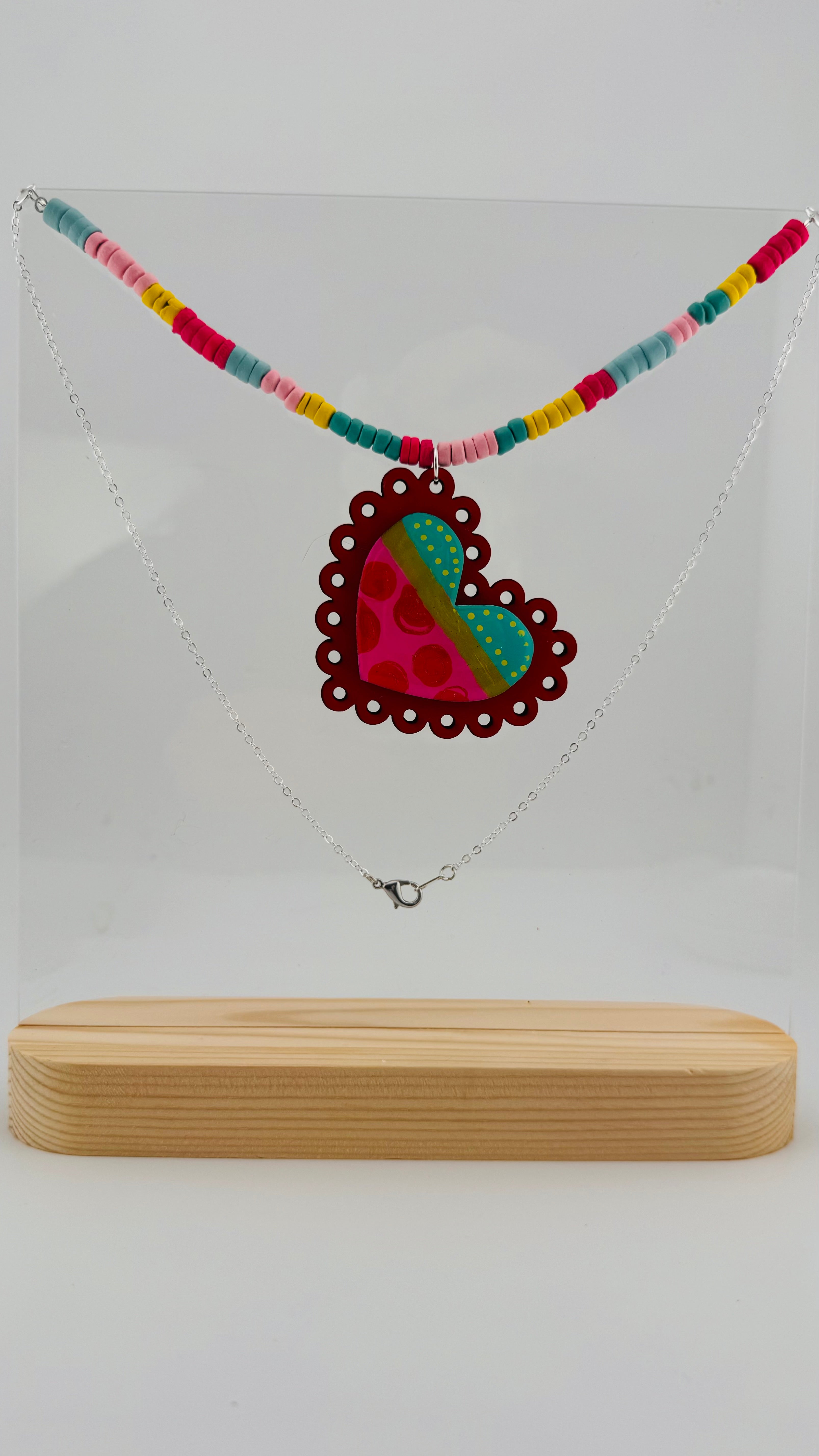 Painted Valentine Collection - Scalloped Heart necklace