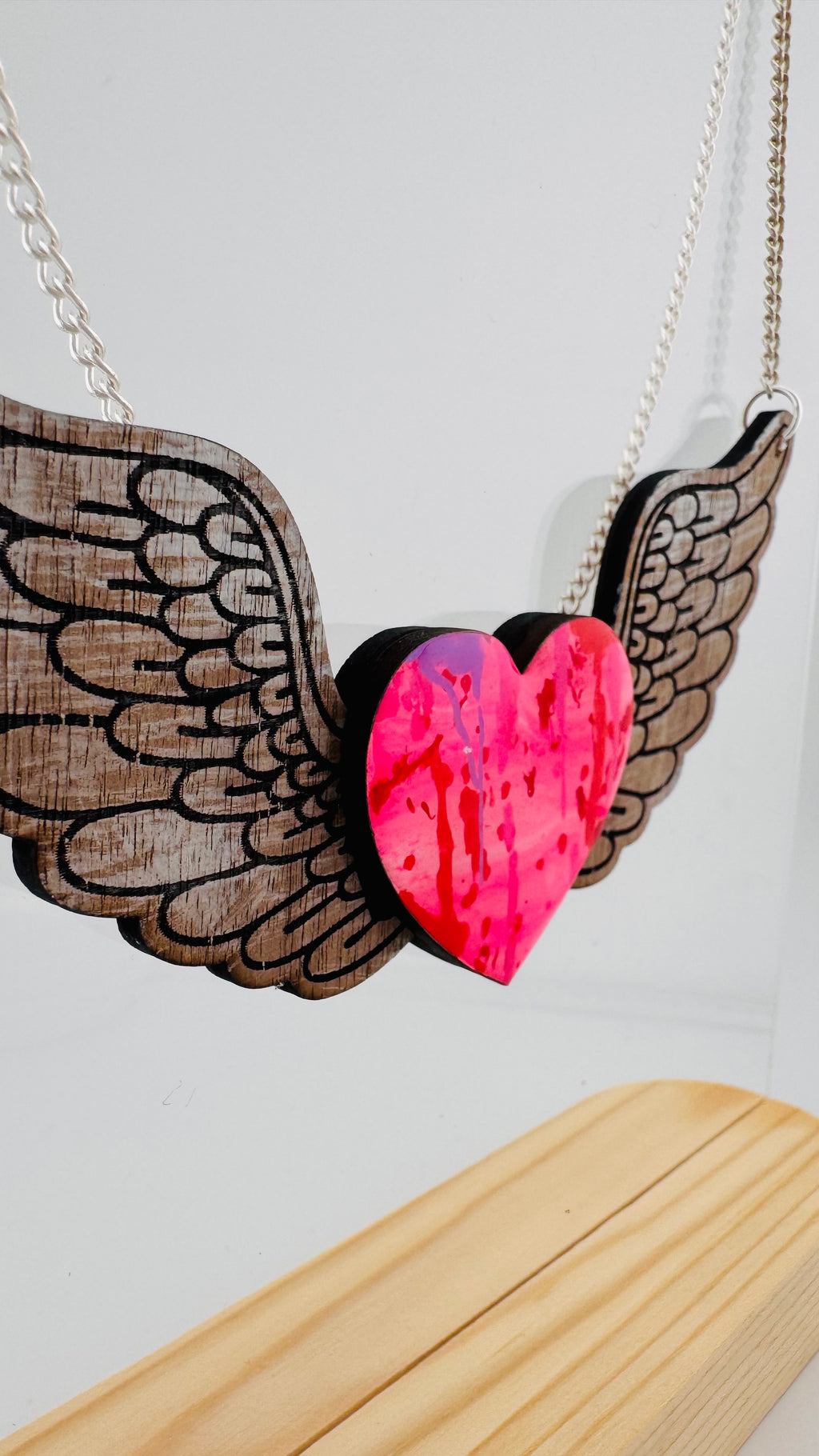 Painted Valentine Collection - Heart with Wings Necklace