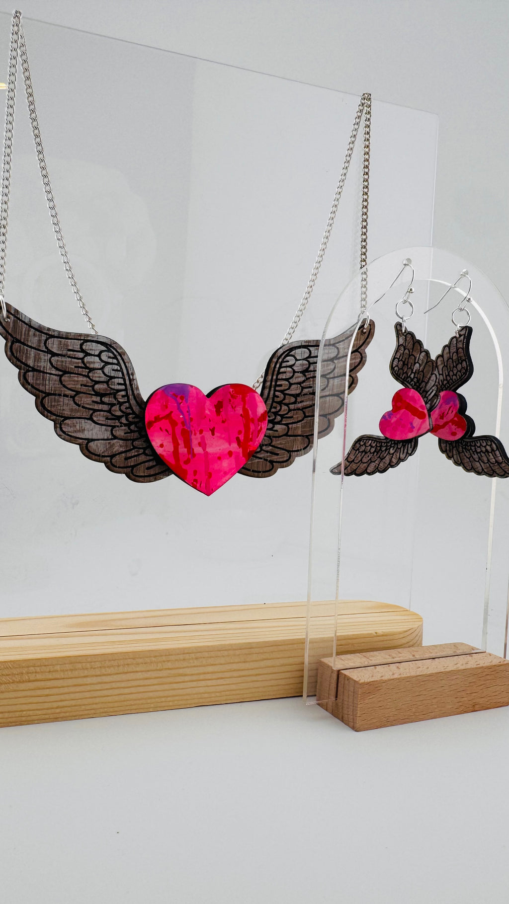 Painted Valentine Collection - Heart with Wings Necklace