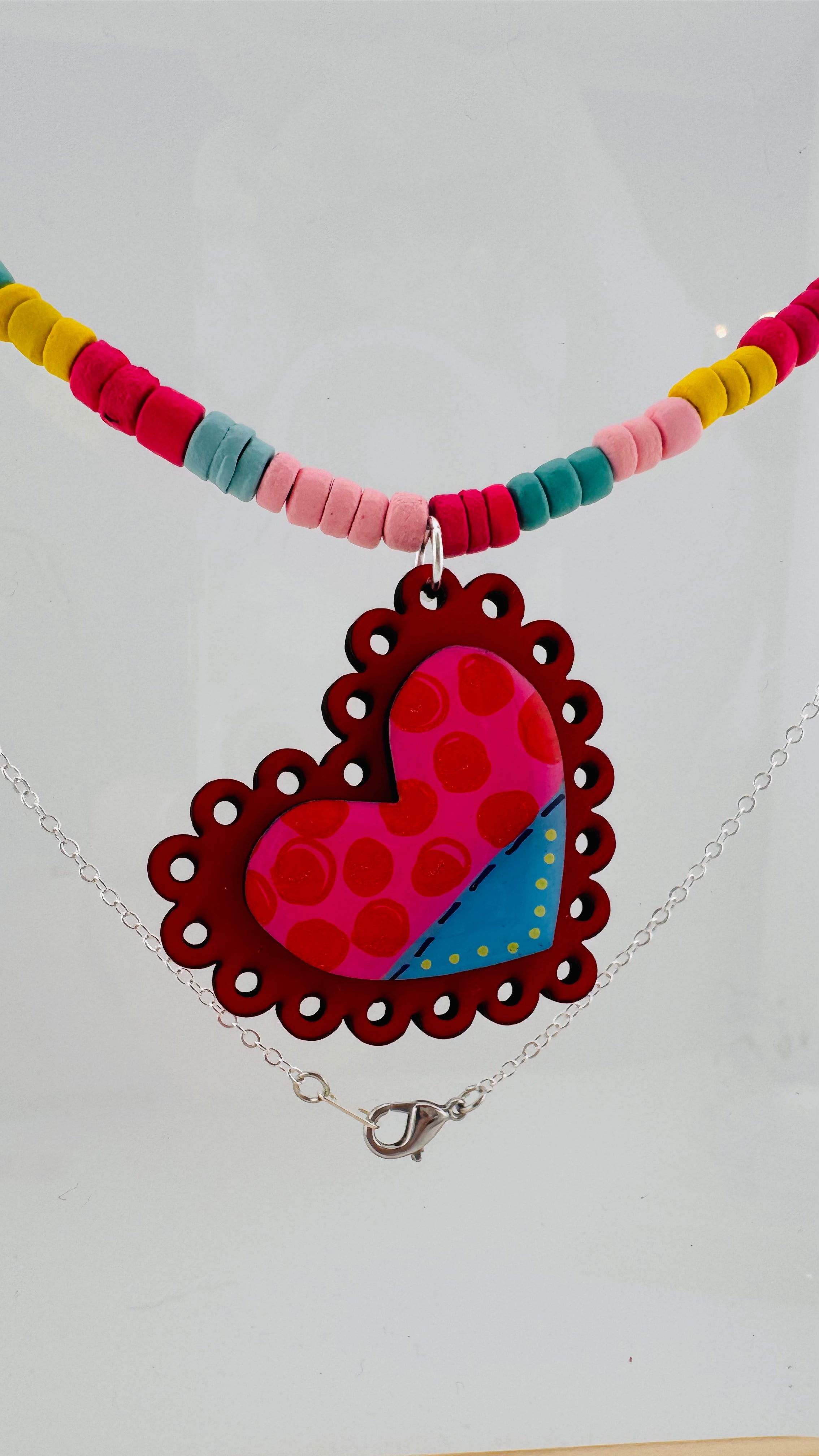 Painted Valentine Collection - Scalloped Heart necklace