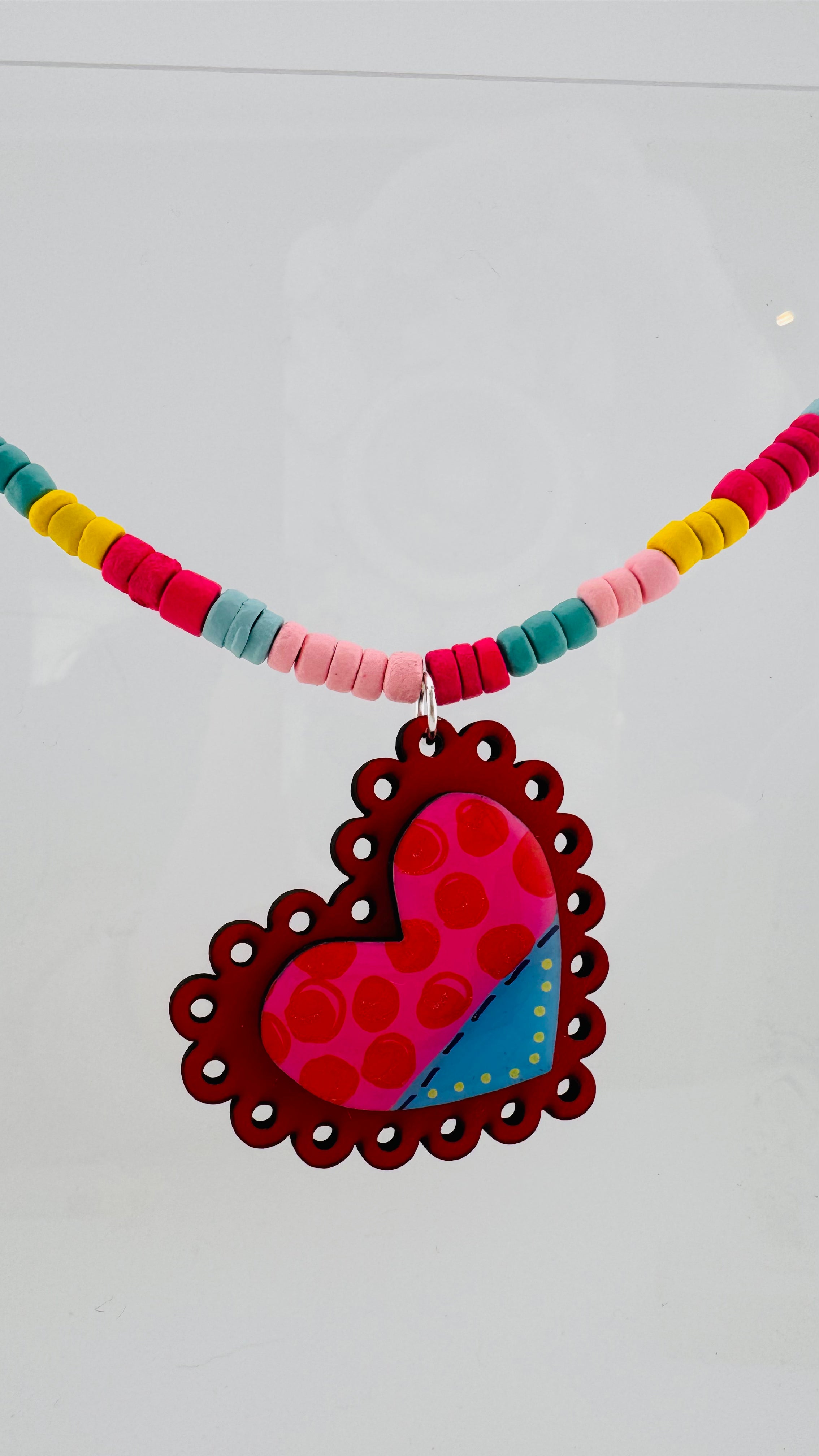 Painted Valentine Collection - Scalloped Heart necklace