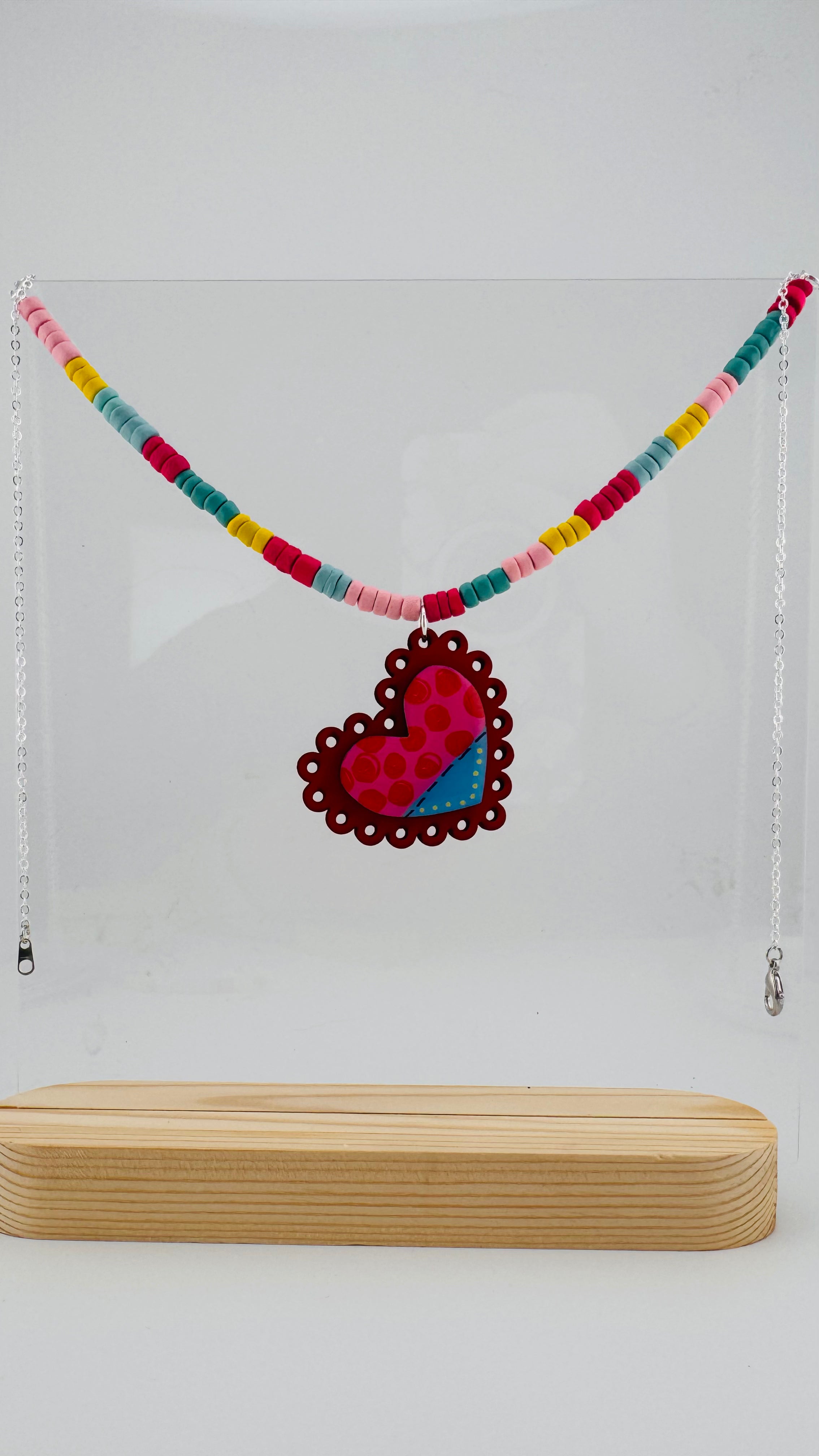 Painted Valentine Collection - Scalloped Heart necklace