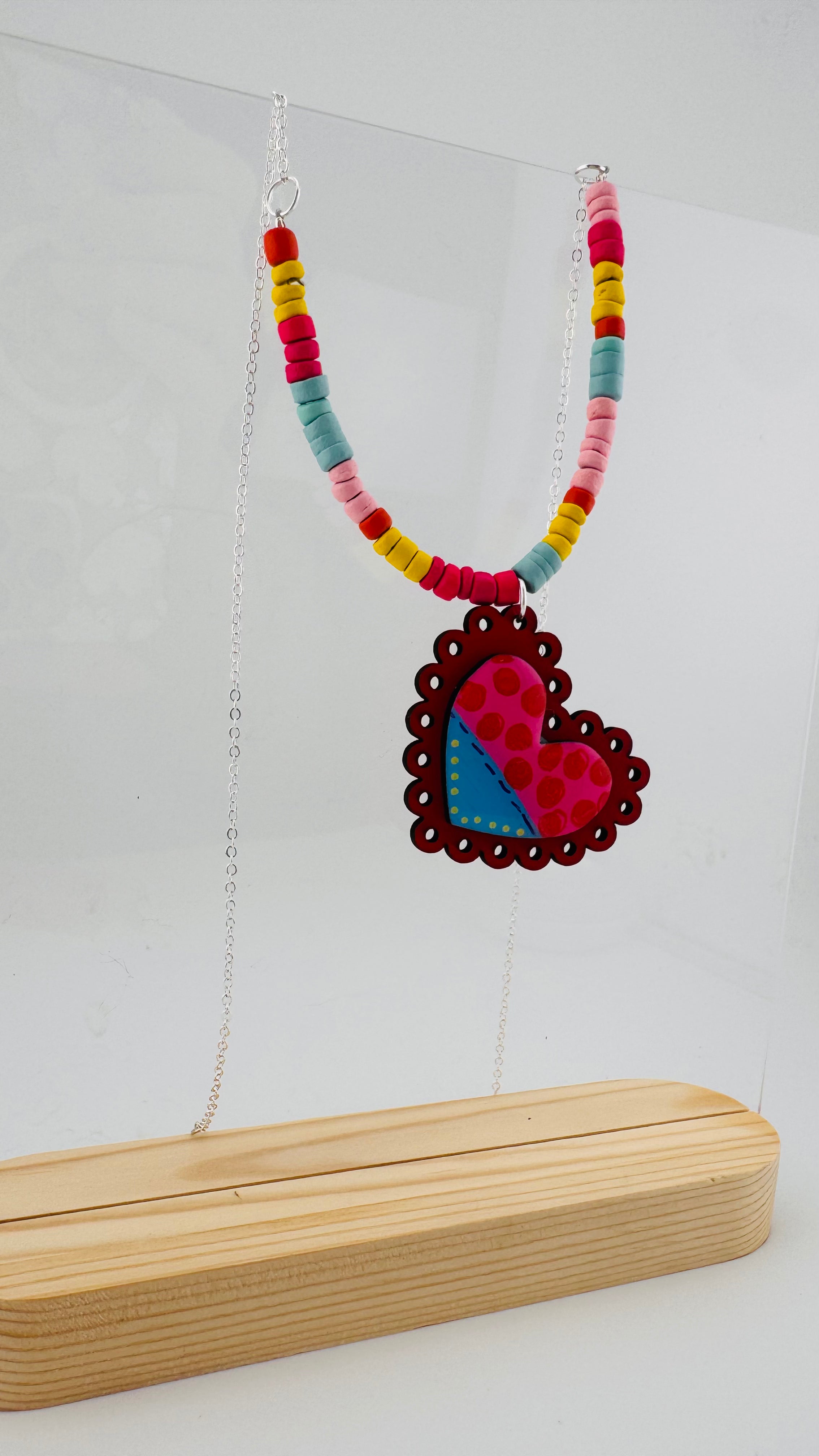 Painted Valentine Collection - Scalloped Heart necklace