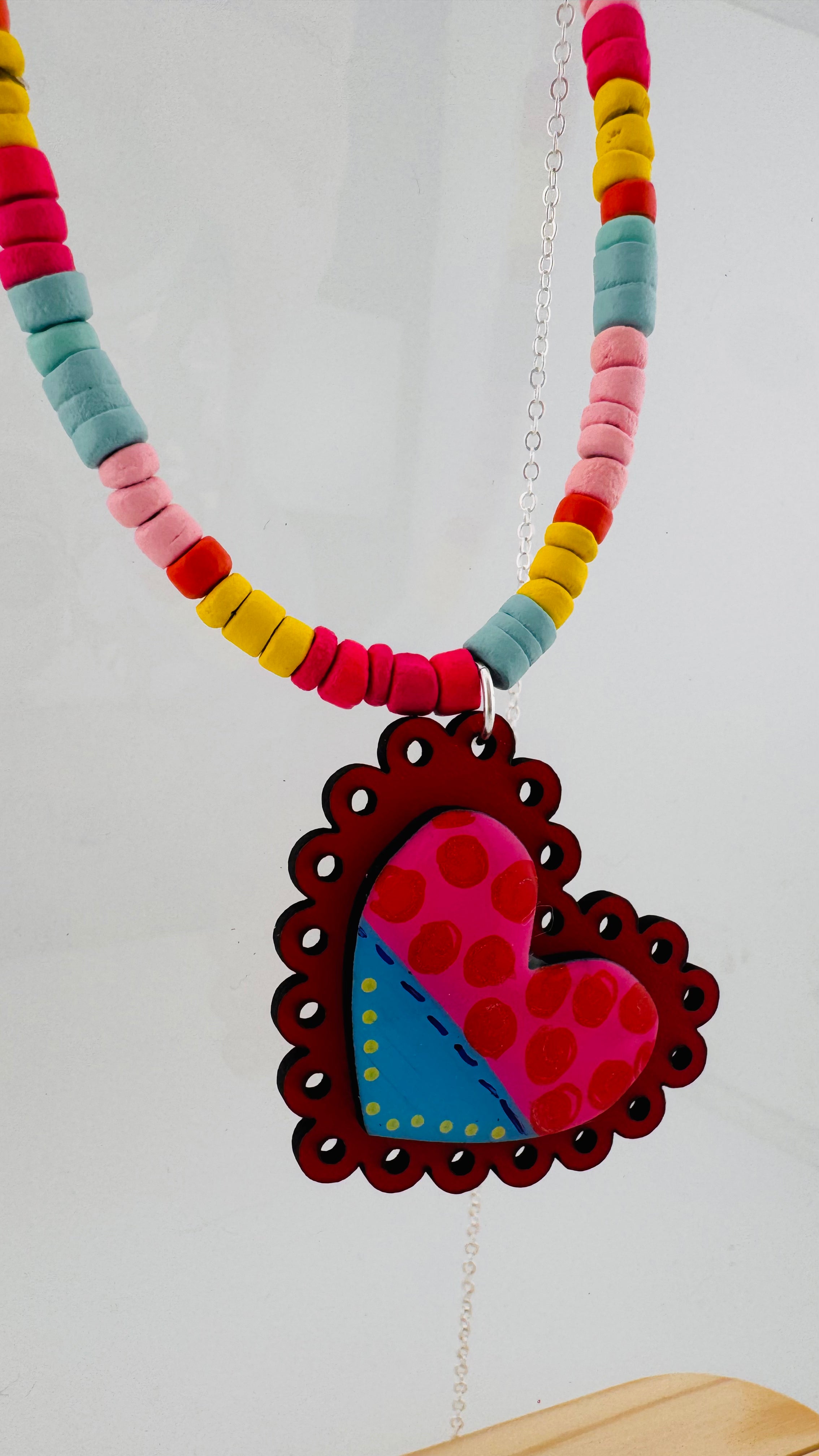 Painted Valentine Collection - Scalloped Heart necklace