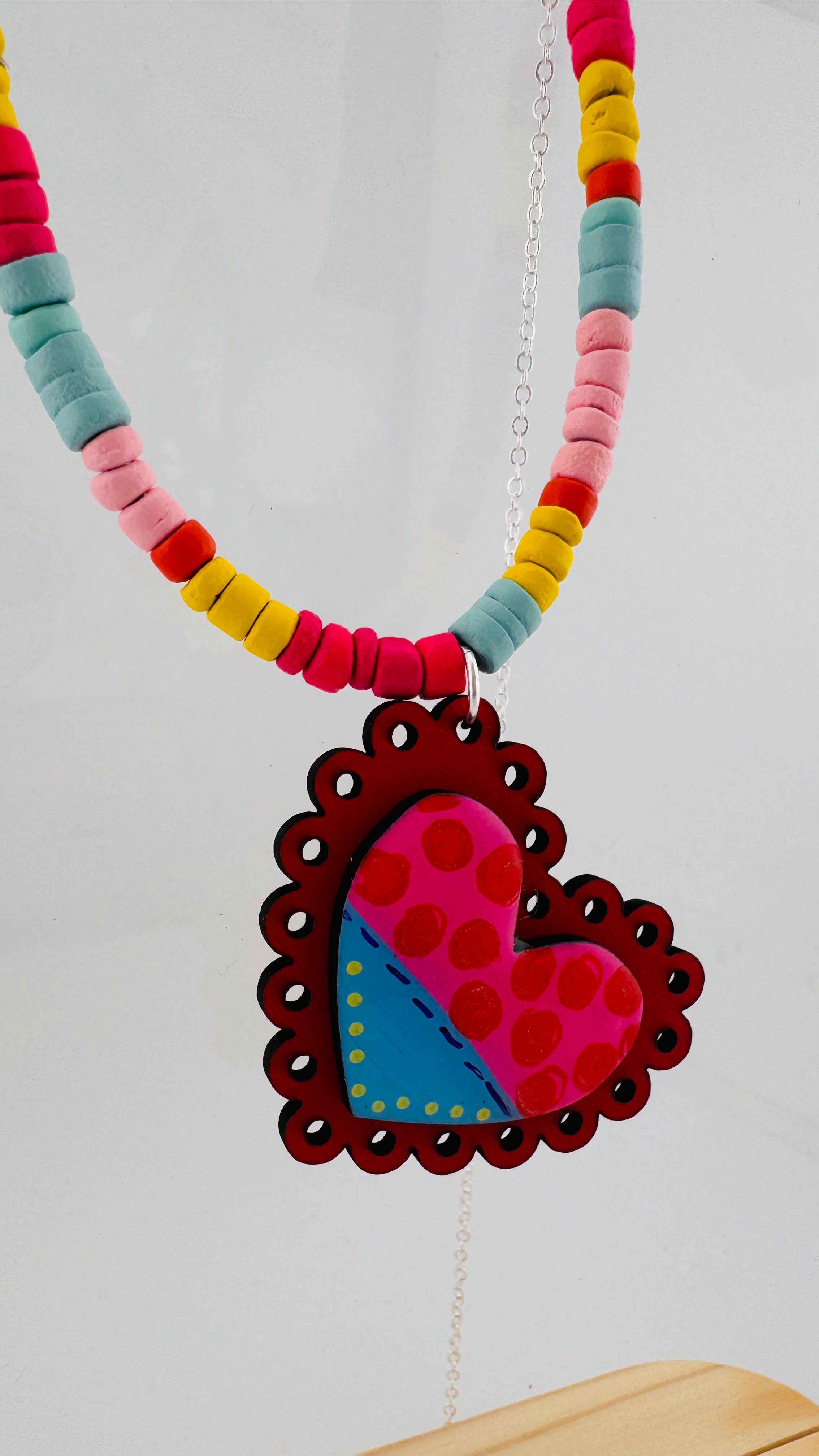 Painted Valentine Collection - Scalloped Heart necklace